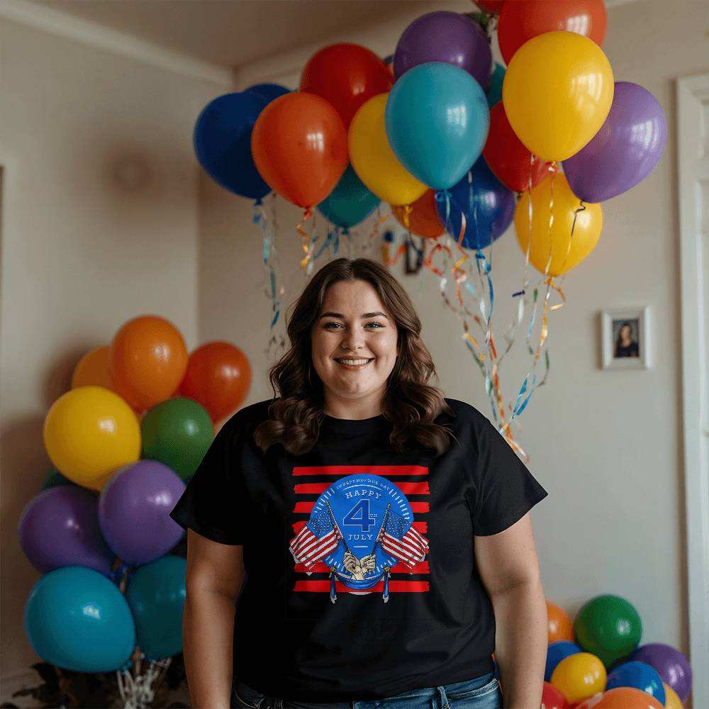 Happy Independence Twin Flags-Bella + Canvas 3001 Unisex-Jersey Tee Front Print - YERTIZZ.COM