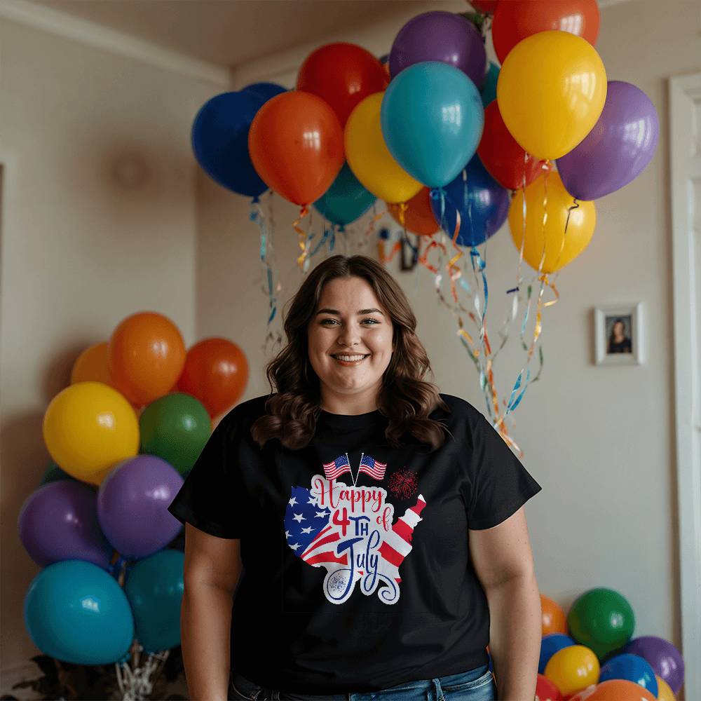 Happy 4th July Flags-Bella + Canvas 3001 Unisex-Jersey Tee Front Print - YERTIZZ.COM