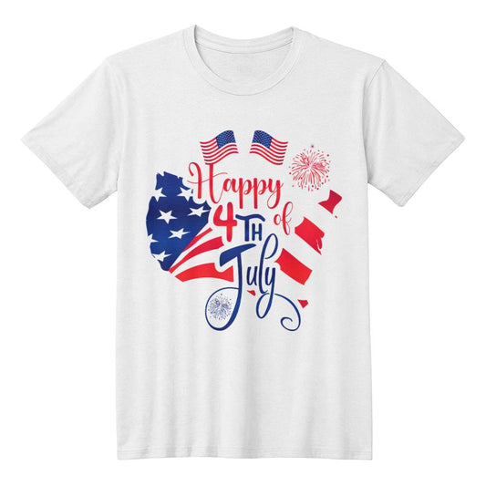 Happy 4th July Flags-Bella + Canvas 3001 Unisex-Jersey Tee Front Print - YERTIZZ.COM