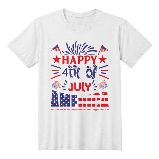 Happy 4th America-Bella Canvas + 3001 Unisex-Jersey Tee Front Print - YERTIZZ.COM