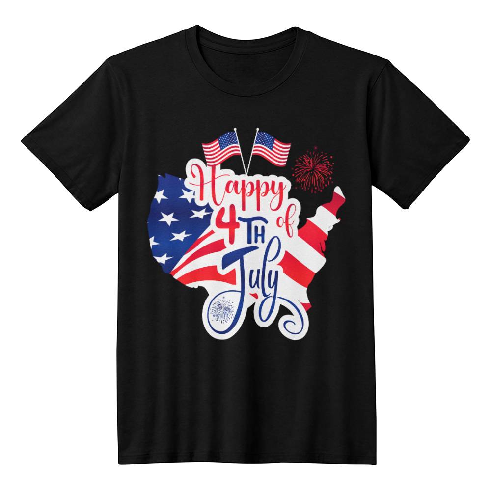 Happy 4th July Flags-Bella + Canvas 3001 Unisex-Jersey Tee Front Print - YERTIZZ.COM