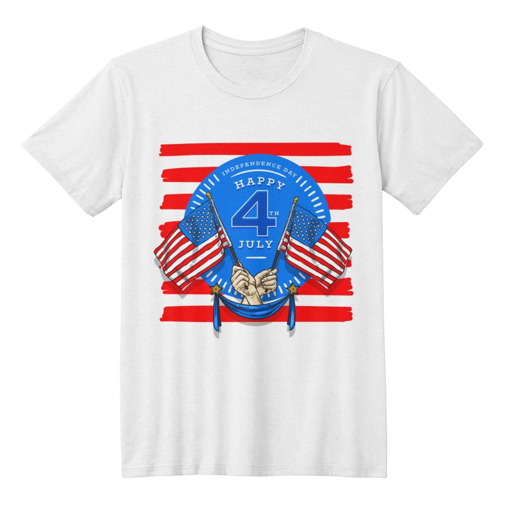 Happy Independence Twin Flags-Bella + Canvas 3001 Unisex-Jersey Tee Front Print - YERTIZZ.COM