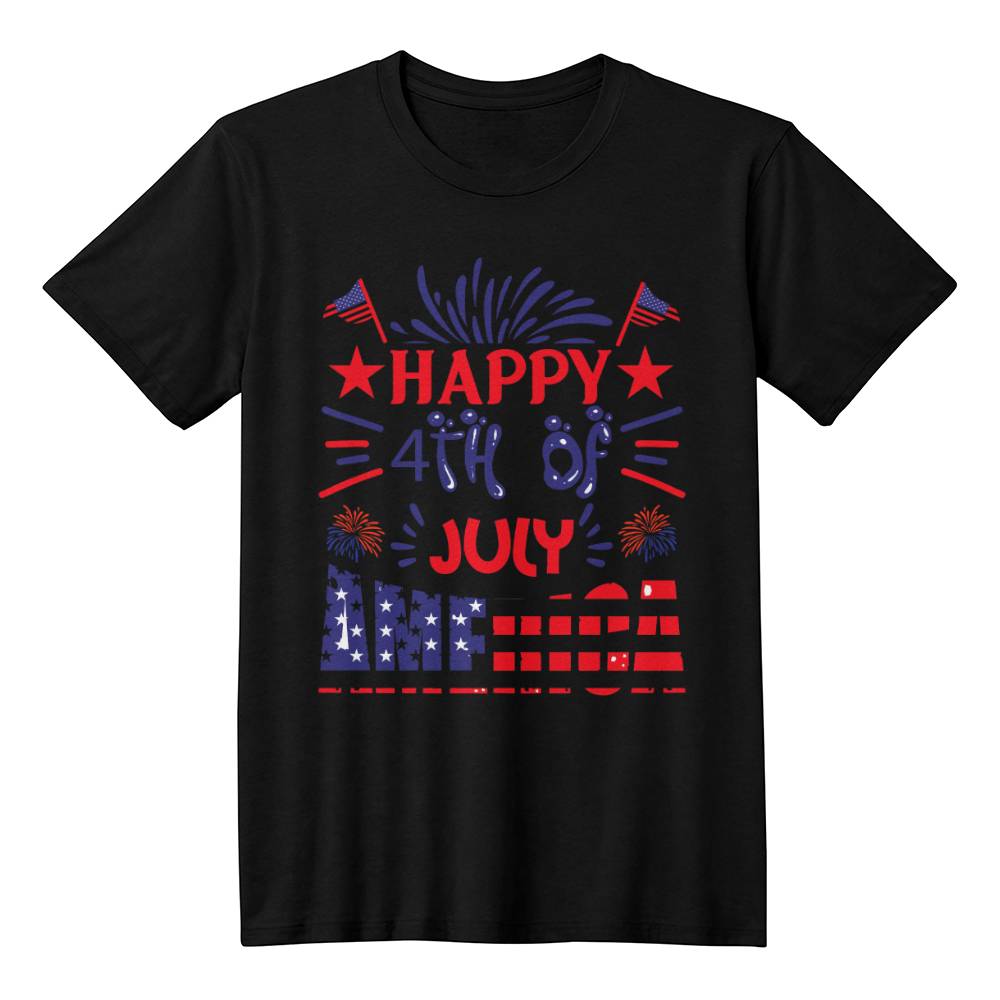 Happy 4th America-Bella Canvas + 3001 Unisex-Jersey Tee Front Print - YERTIZZ.COM