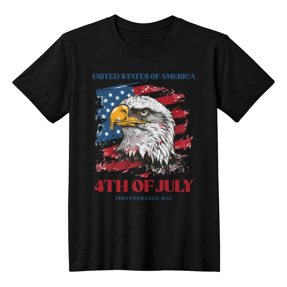 4th July Eagle-Bella + Canvas 3001 Unisex-Jersey Tee Front Print - YERTIZZ.COM