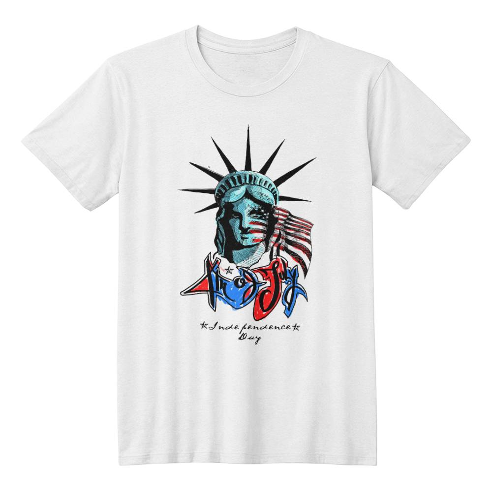 Lady Liberty Independence-Bella + Canvas 3001 Unisex-Jersey Tee Front Print - YERTIZZ.COM