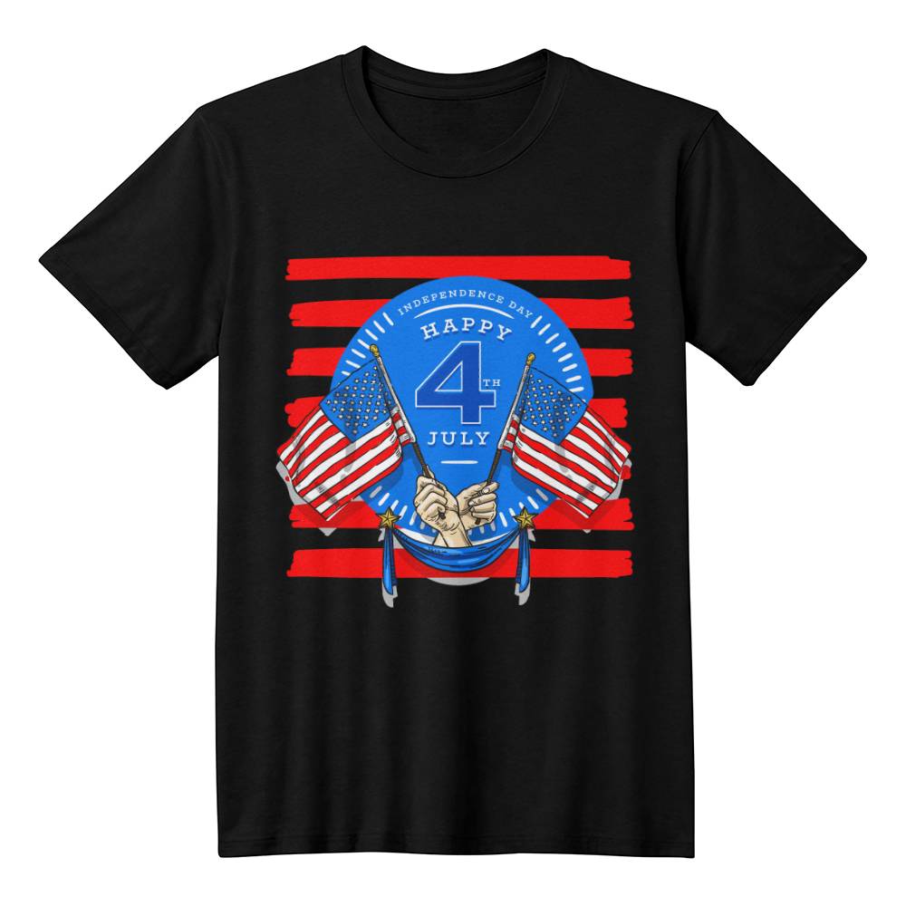 Happy Independence Twin Flags-Bella + Canvas 3001 Unisex-Jersey Tee Front Print - YERTIZZ.COM