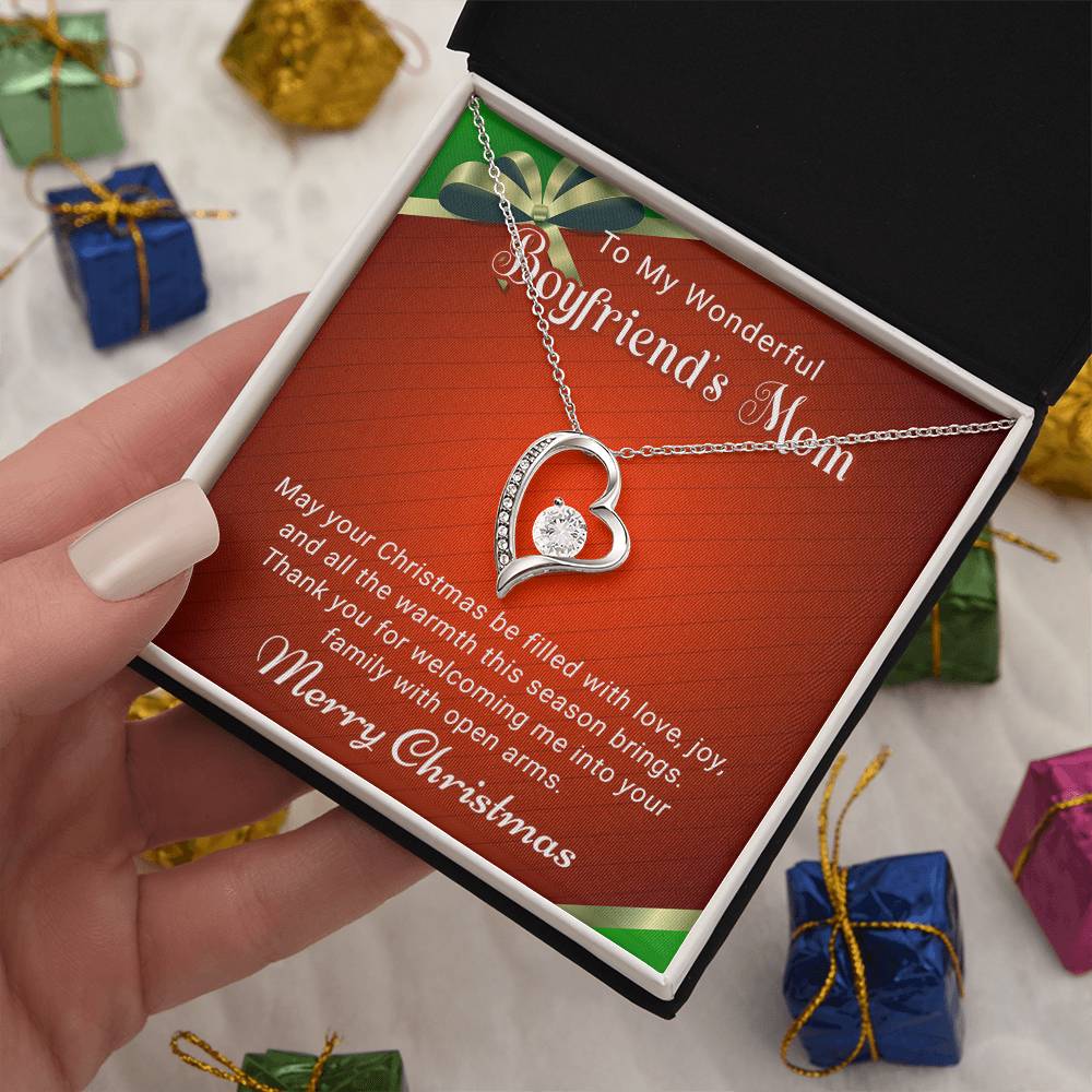 To My Wonderful Boyfriend's Mom - Love and Joy - Christmas Gift - Forever Love Necklace