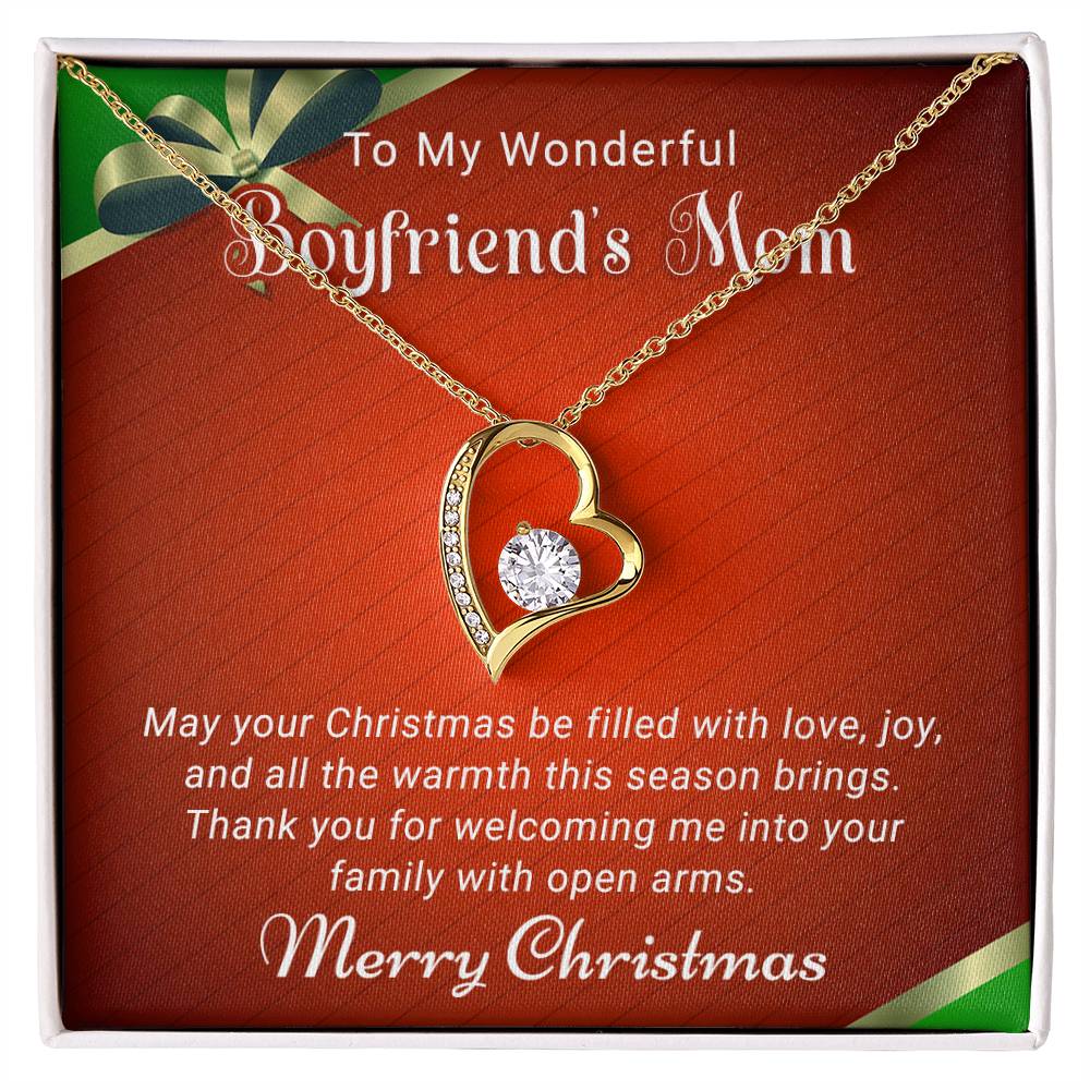 To My Wonderful Boyfriend's Mom - Love and Joy - Christmas Gift - Forever Love Necklace