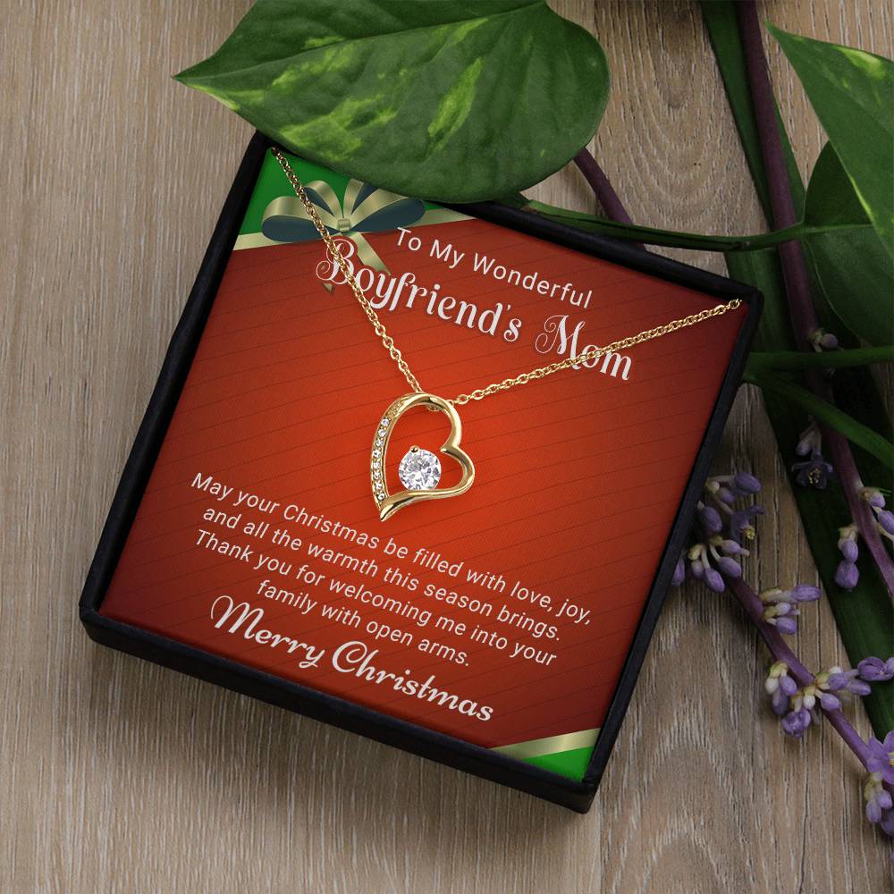 To My Wonderful Boyfriend's Mom - Love and Joy - Christmas Gift - Forever Love Necklace