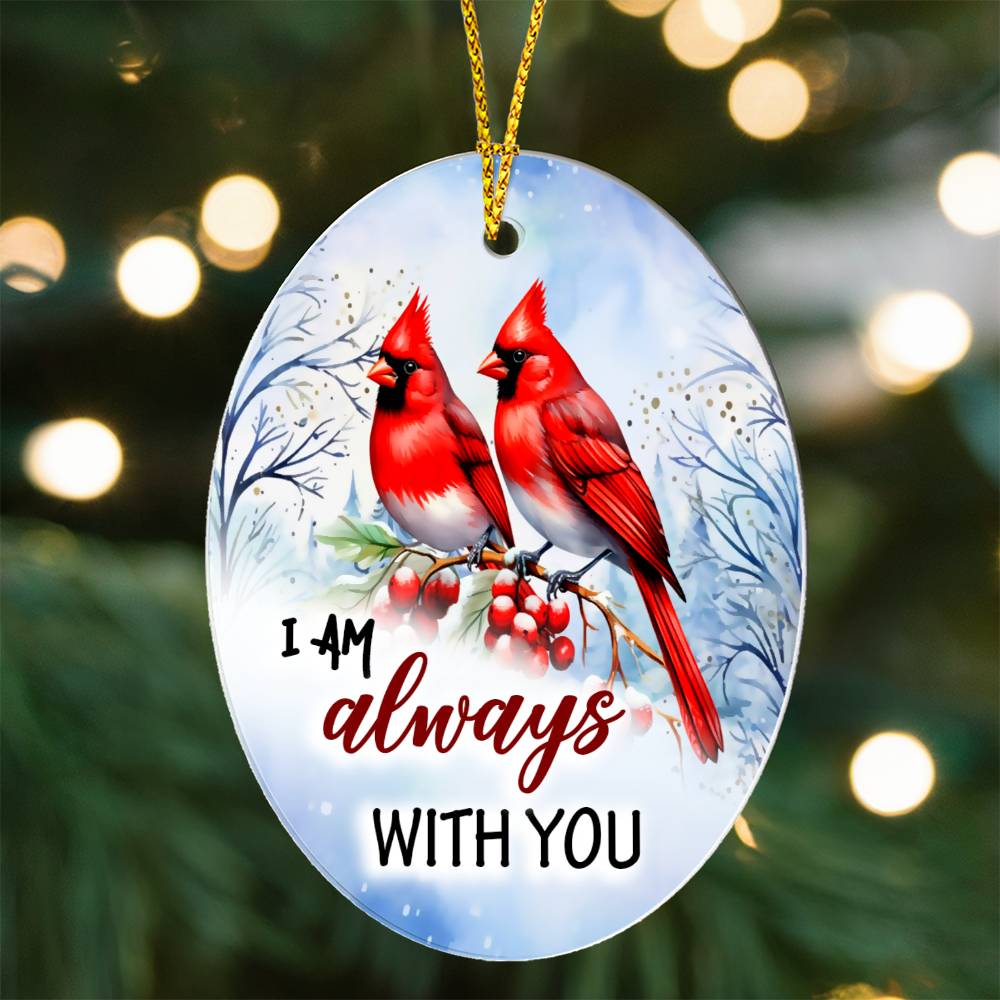 Cardinal Flower I Am Always With You Oval Ceramic Ornament For Couple Christmas Ornament