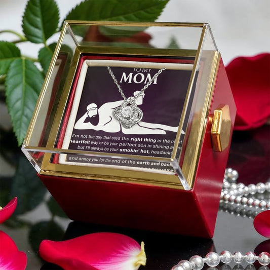 Love Knot with To my Mom beer Drinking Rotating Rose Gift Box !