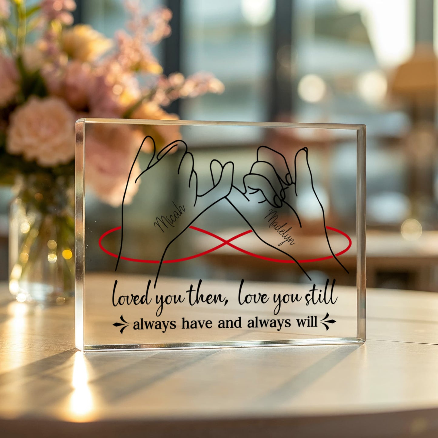 Personalized "Loved You Then, Love You Still" Acrylic Block – Custom Romantic Gift for Couples, Engagement, Anniversary Keepsake
