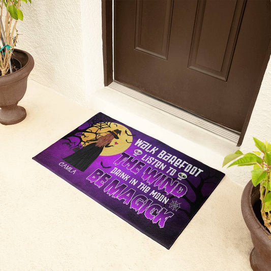 Witchy Halloween Doormat – Walk Barefoot, Listen to the Wind, Be Magic