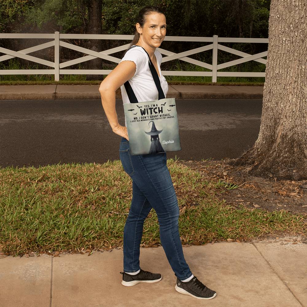Personalized Witch Tote Bag – Custom Name Halloween Gothic Tote with Funny Quote !