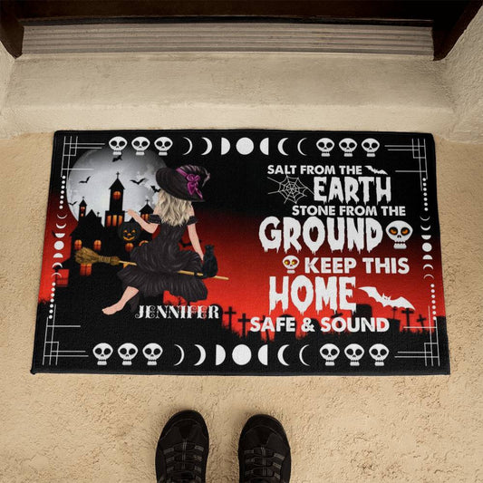 Haunted House Halloween Doormat – Spooky ‘Keep This Home Safe & Sound’ Design