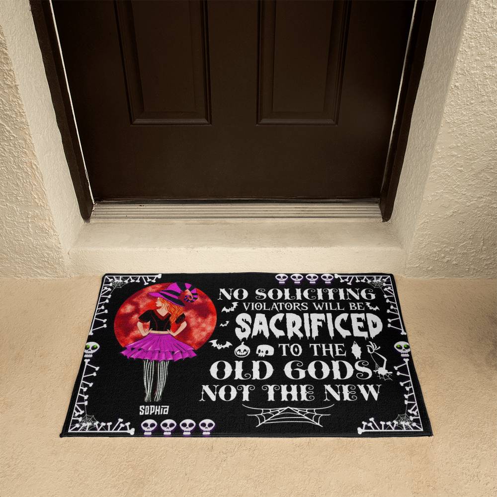 Halloween Sacrificed Doormat – Personalized Spooky Welcome Mat with Bats