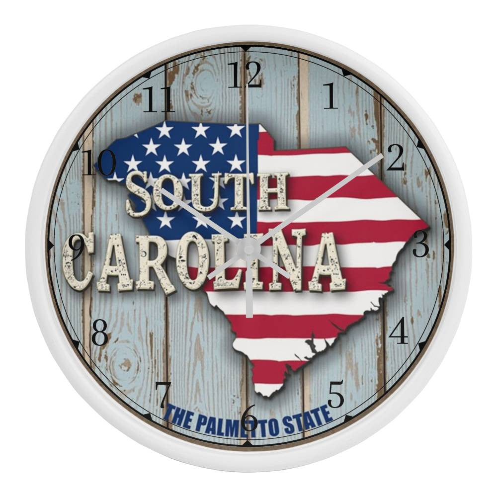 Palmetto State-South Carolina-Wooden Frame 10inch Wall Clock