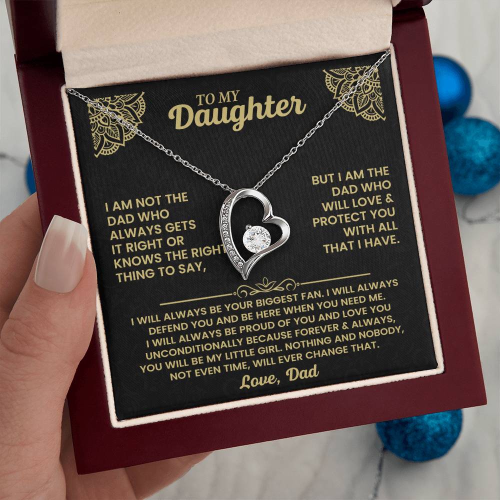 Emotional Daughter Gift – Engraved Dad’s Message Necklace – Forever Love