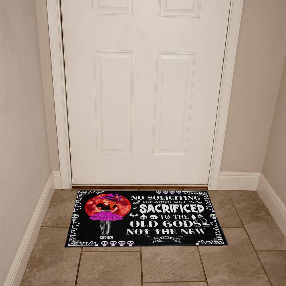 Halloween Sacrificed Doormat – Personalized Spooky Welcome Mat with Bats