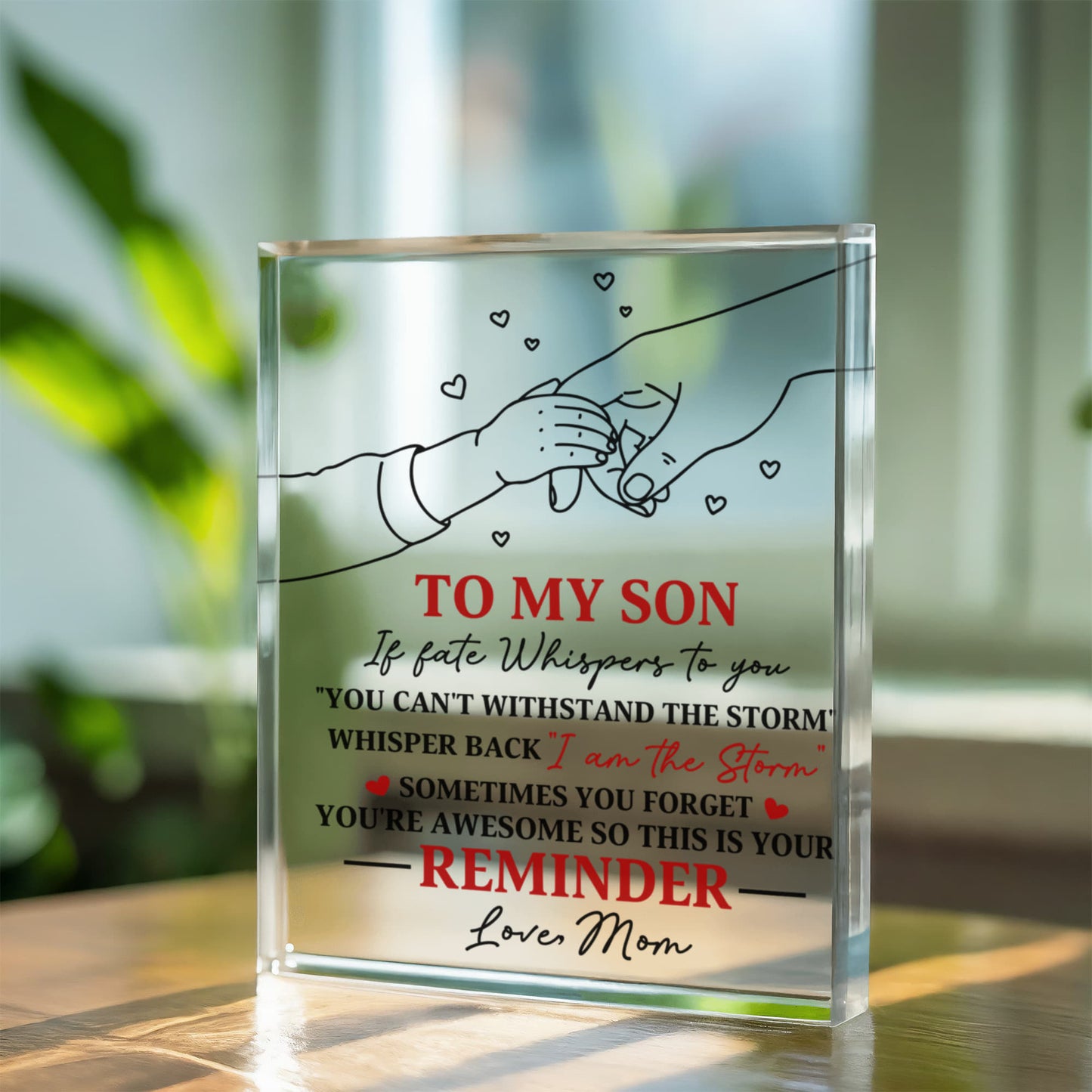Personalized “To My Son” Acrylic Block – Motivational Gift from Mom, Custom Inspirational Keepsake for Son