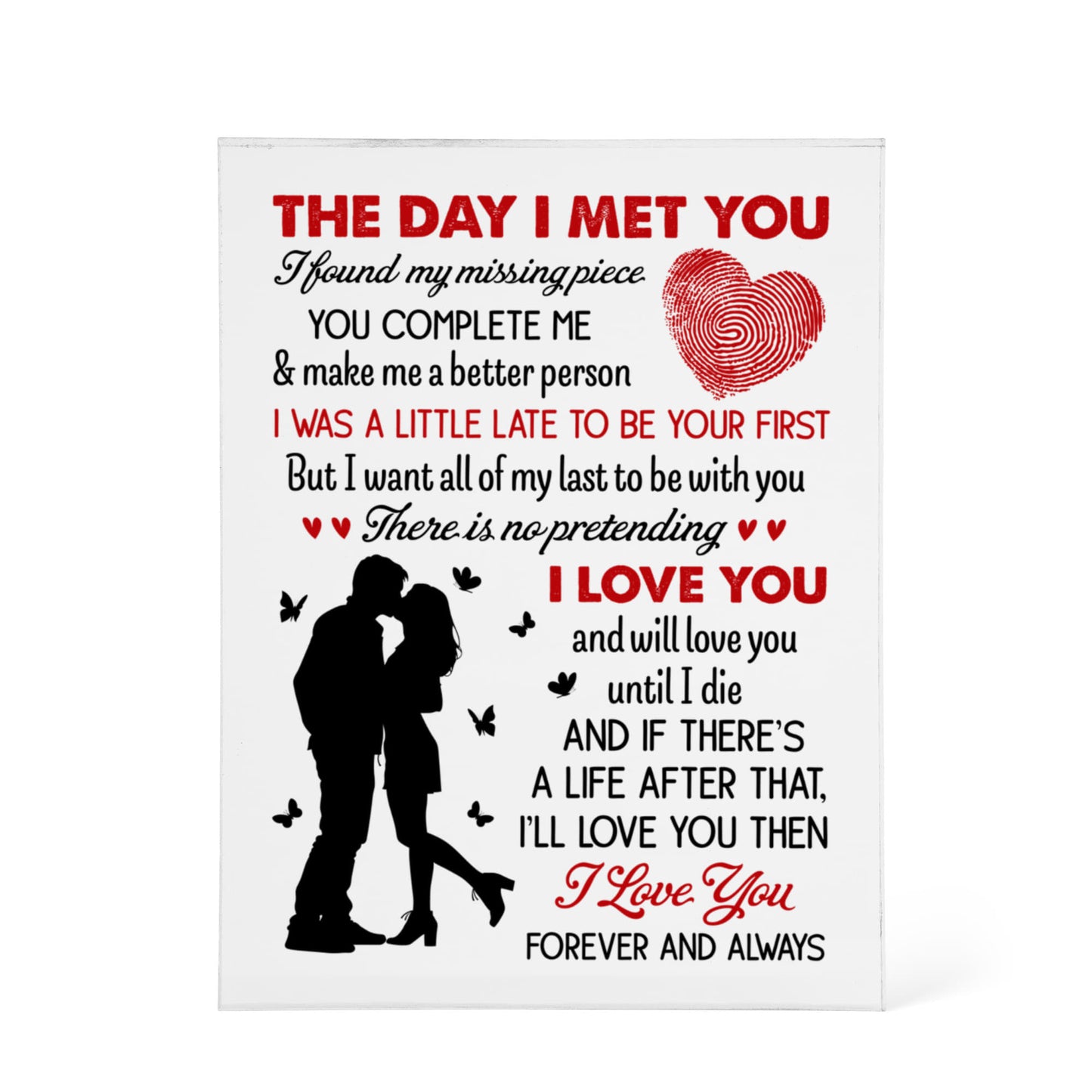Personalized "The Day I Met You" Acrylic Block – Custom Couple Photo Gift, Romantic Keepsake for Anniversary or Valentine’s Day