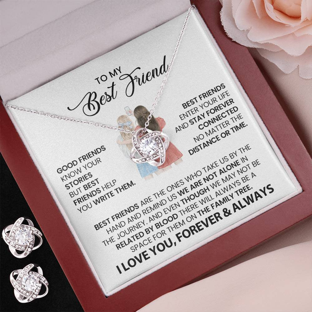 Love Knot Earrings With Necklace Set To Best Friend