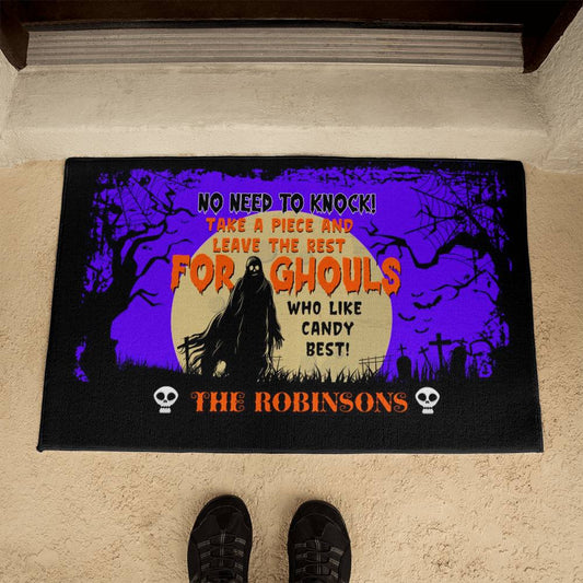 custom halloween welcome mat spooky ghoul candy design