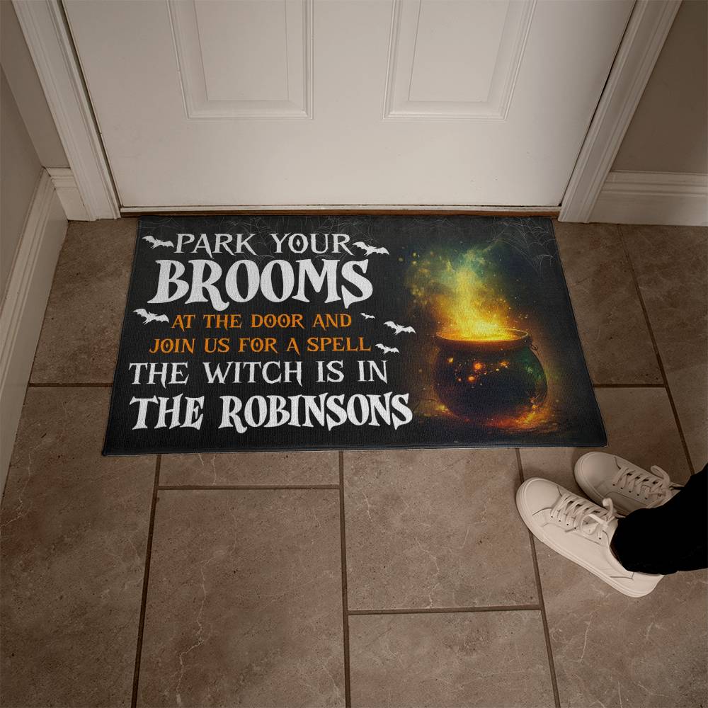 Park Your Brooms - Halloween Welcome Mat