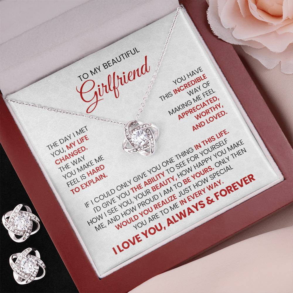 Love Knot Earrings and Necklace Set To Girlfriend
