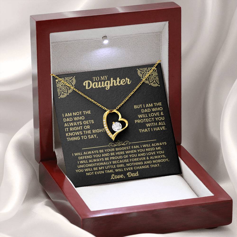 To My Daughter – Heart Pendant Forever Love Necklace from Dad, Meaningful Father Daughter Jewelry Gift