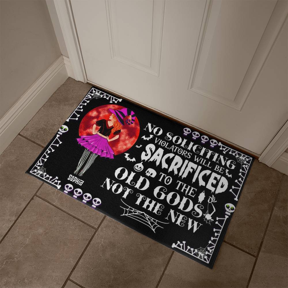 Halloween Sacrificed Doormat – Personalized Spooky Welcome Mat with Bats