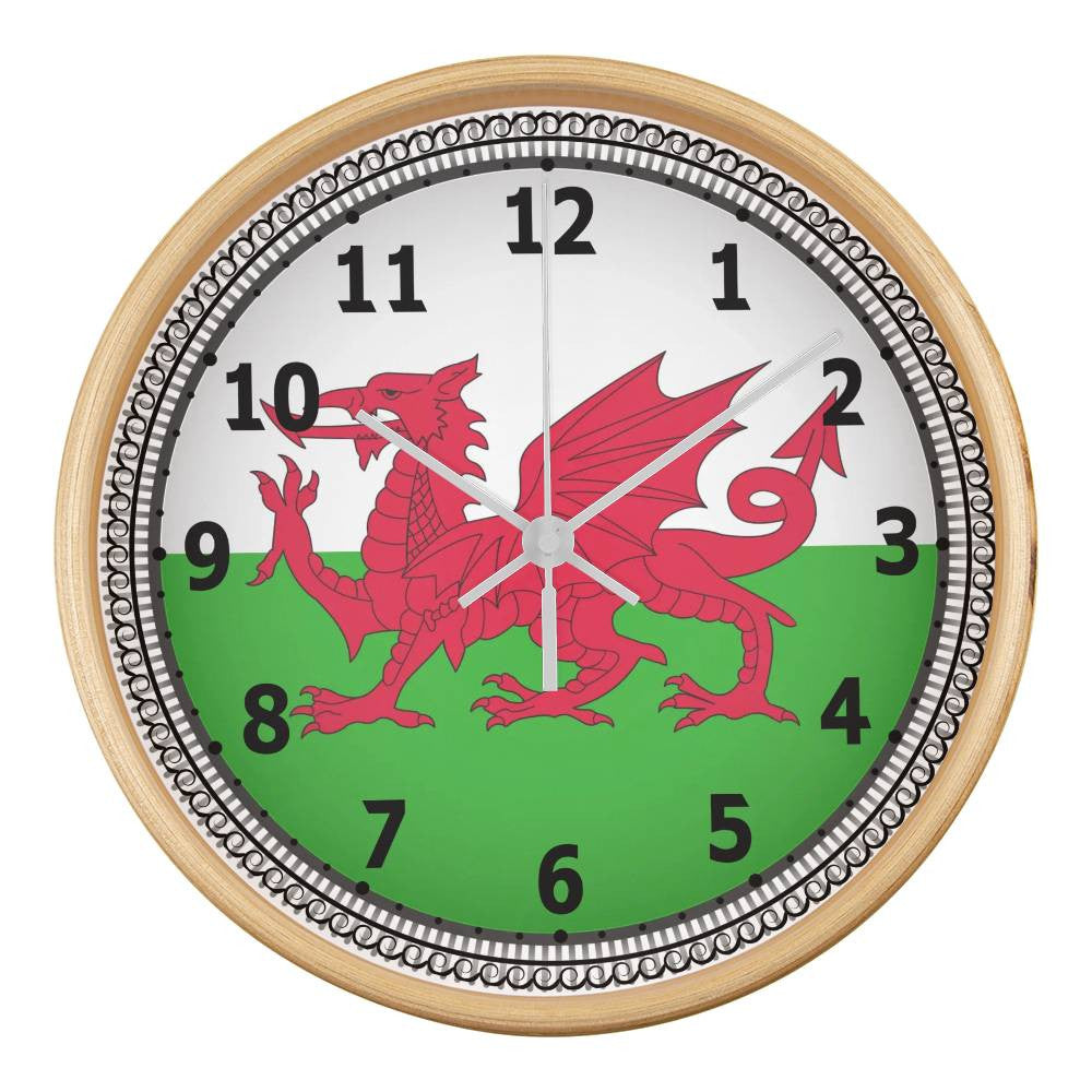 Welsh Dragon-Wooden Frame 10inch Wall Clock