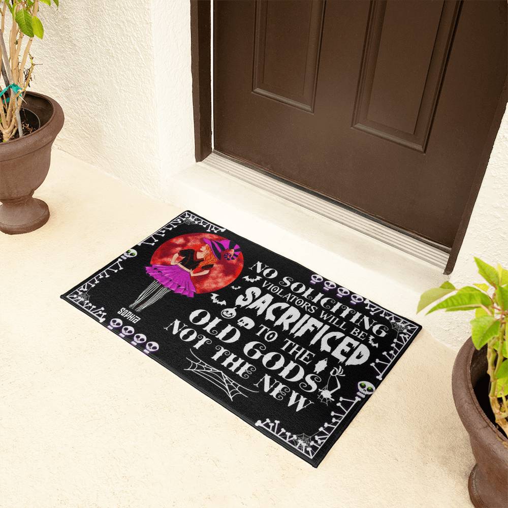 Halloween Sacrificed Doormat – Personalized Spooky Welcome Mat with Bats