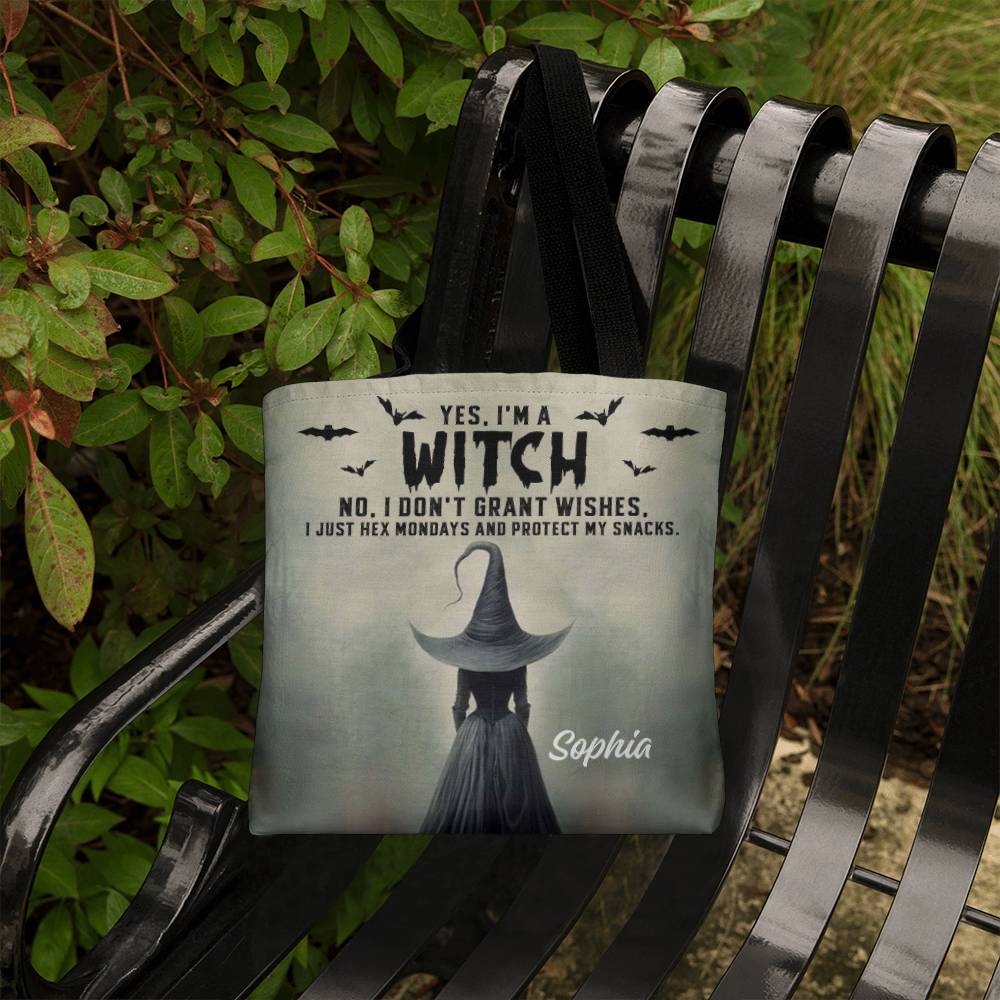Personalized Witch Tote Bag – Custom Name Halloween Gothic Tote with Funny Quote !