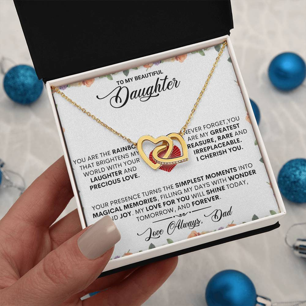 1 Interlocking Hearts Necklace-To Beautiful Daughter Love Dad