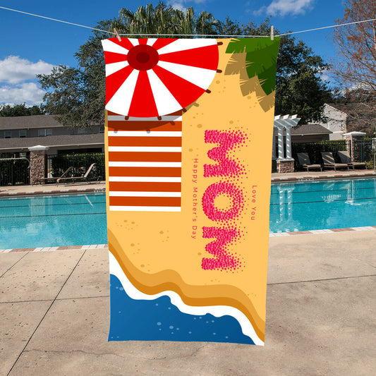 Beach Towel-Mom Beach and Parasol - YERTIZZ.COM