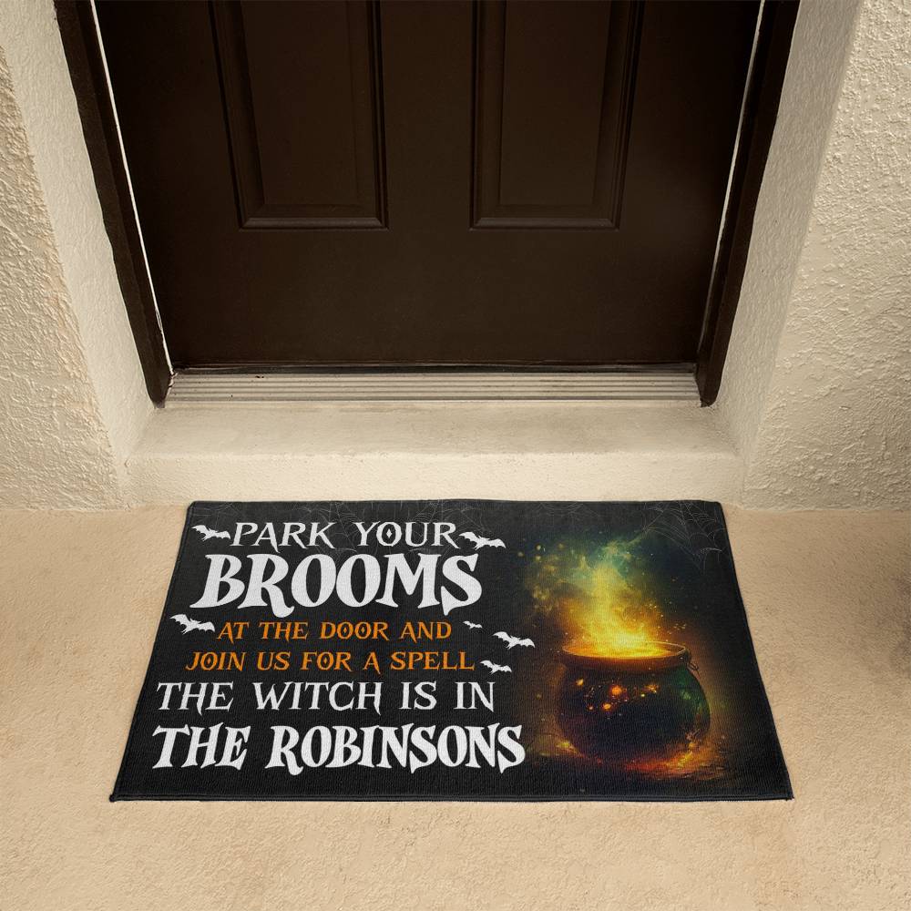 Park Your Brooms - Halloween Welcome Mat