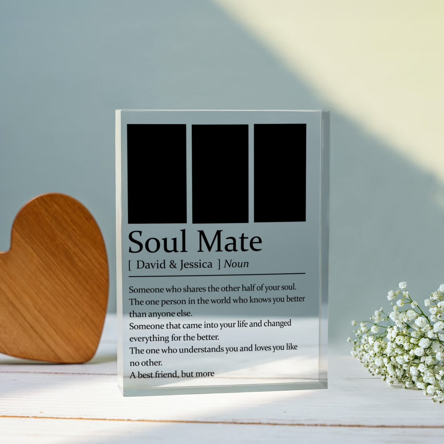 Personalized Soul Mate Acrylic Block – Custom Photo Gift for Couple, Husband Wife, Boyfriend Girlfriend, Anniversary or Valentine’s Keepsake
