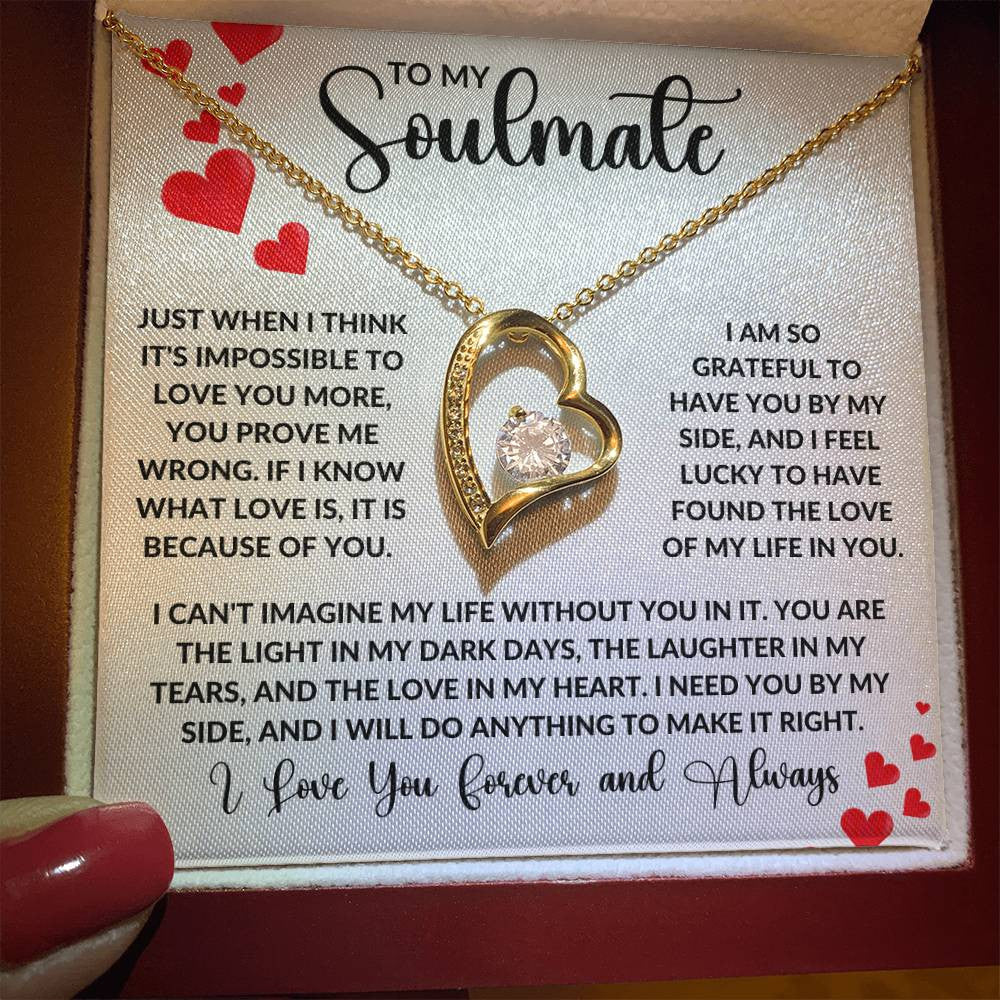 To My Soulmate – Forever Love Necklace, Romantic Gift for Soulmate, Meaningful Jewelry Gift for Anniversary or Birthday, Love Necklace for Her