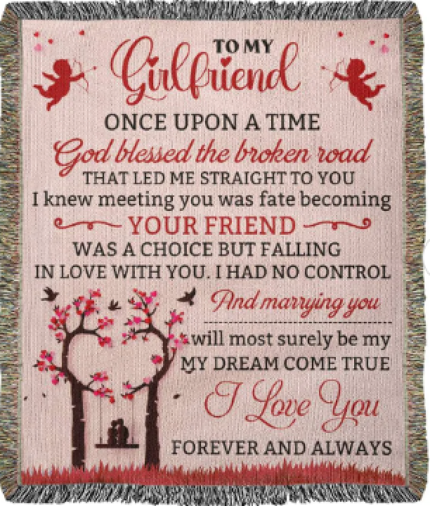 To Girlfriend, Love Knot and Earring SET, Woven Blanket Bundle - YERTIZZ.COM