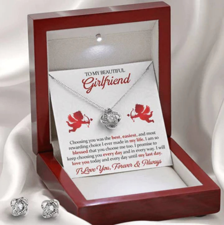 To Girlfriend, Love Knot and Earring SET, Woven Blanket Bundle - YERTIZZ.COM