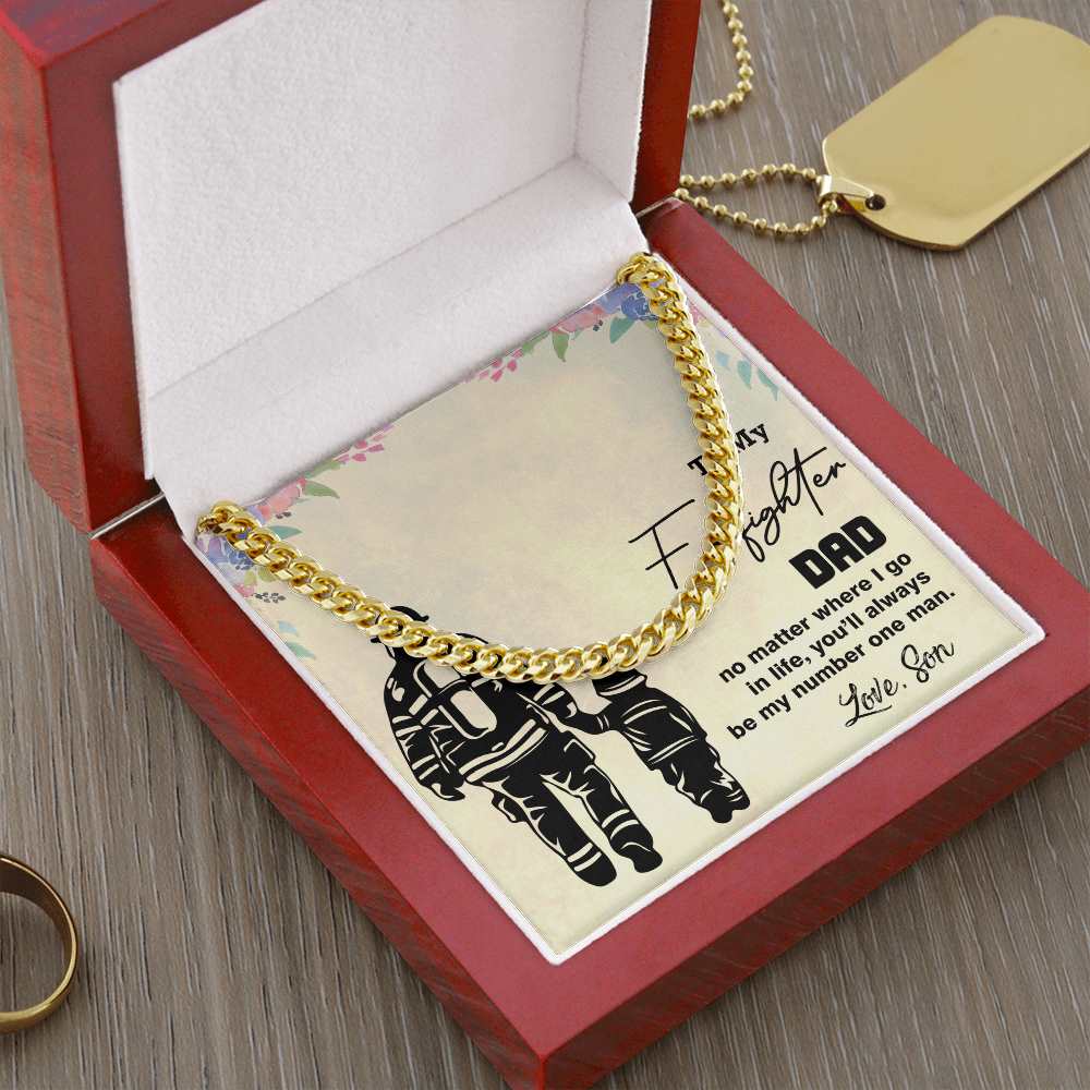 Cuban Linked Chain, Gift, Jewelry, Gift, Firefighter Dad, Firefighter, Father, Dad, To Dad