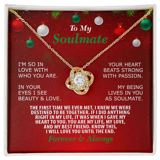 Christmas-Soulmate-Forever Always, Love Knot Necklace, Jewelry Gift