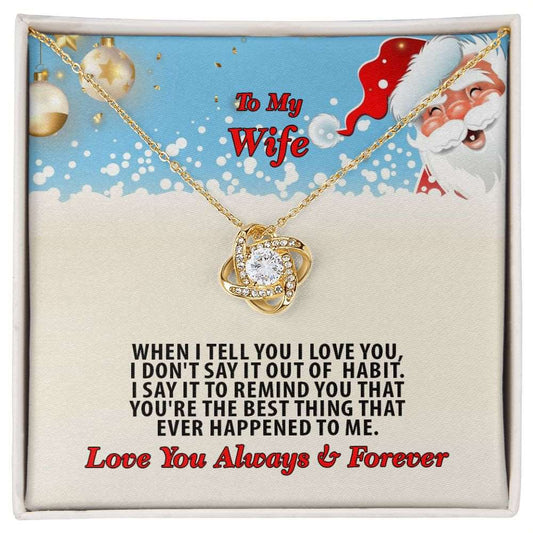 Christmas, To My Wife, Love You Always, Love Knot Necklace, Jewelry Gift