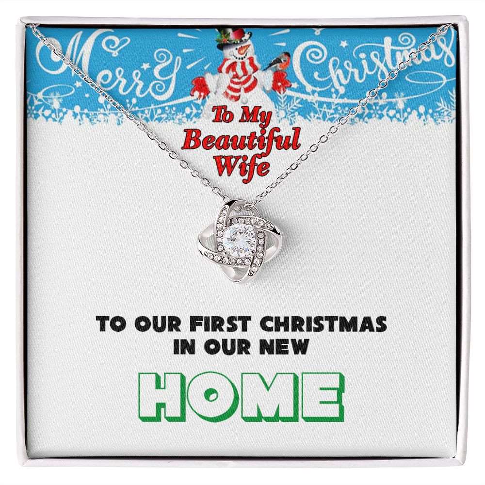 Christmas, To My Beautiful Wife, First Christmas, New Home, Love Knot Necklace, Jewelry Gift