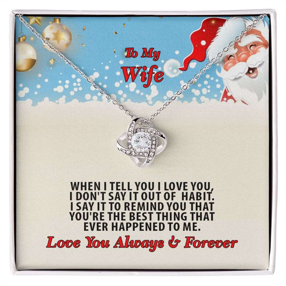 Christmas, To My Wife, Love You Always, Love Knot Necklace, Jewelry Gift