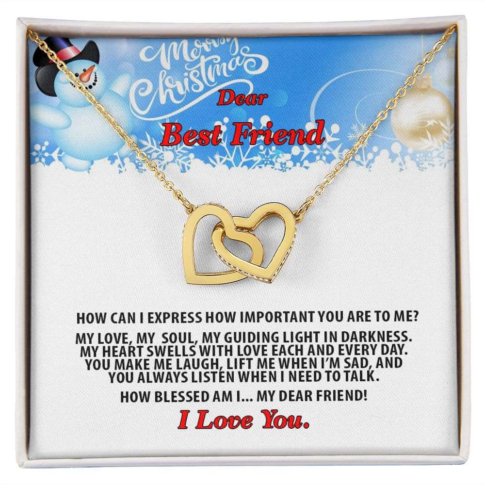 Christmas, Dear Best Friend, I Love You, Interlocking Hearts Necklace, Jewelry Gift