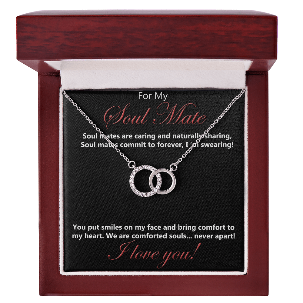 Soul mate, Necklace, Soulmates, Perfect Pair Necklace, Gift, Jewelry, Cubic Zirconia, Crystals, For my, To Soulmate, White Gold over stainless steel, Embellished CZ crystals