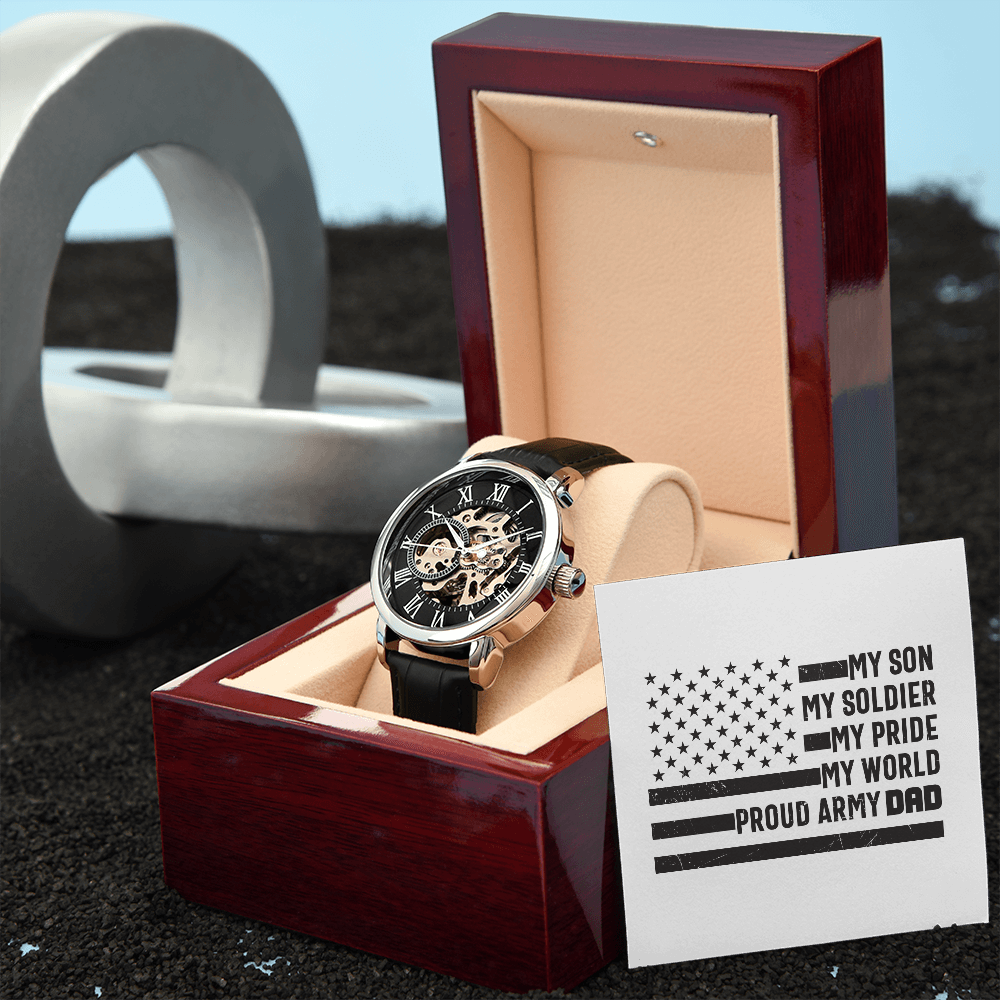My Son My Soldier My Pride My World, Men's Openwork Watch For My Son - YERTIZZ.COM