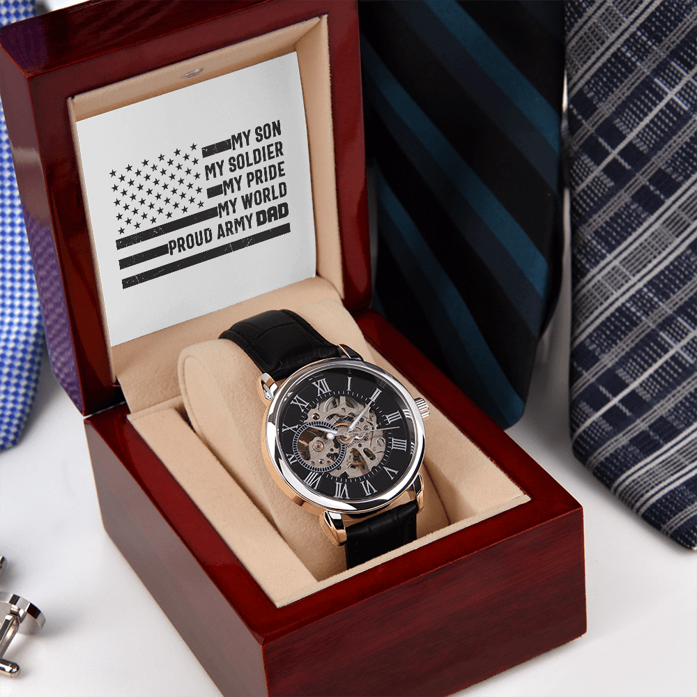 My Son My Soldier My Pride My World, Men's Openwork Watch For My Son - YERTIZZ.COM